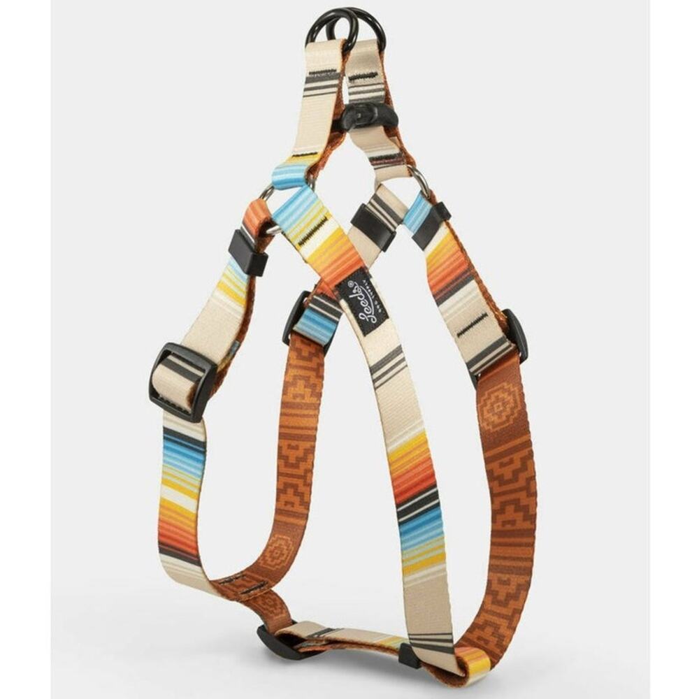 NEW LEEDS Califia Cream Orange Stripe Buckle Dog Collar Step In Harness $85 Set - Picture 3 of 13